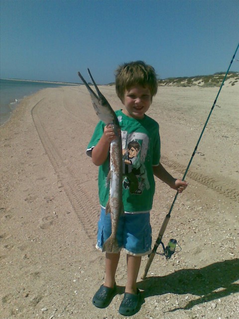 Alex's Long tom on Town Beach  28th Jan  mouth shut